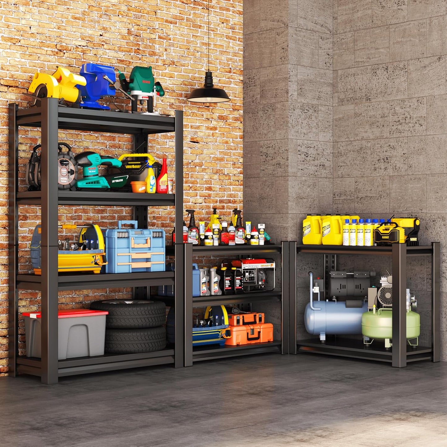 Metal Garage Shelving Unit, Heavy Duty 4-Tier Adjustable Storage Rack, Steel Shelving,2000 lbs Capacity, Industrial Shelves for Heavy Tools and Equipment (4-Tier 63" H x 40" W x 14" D)