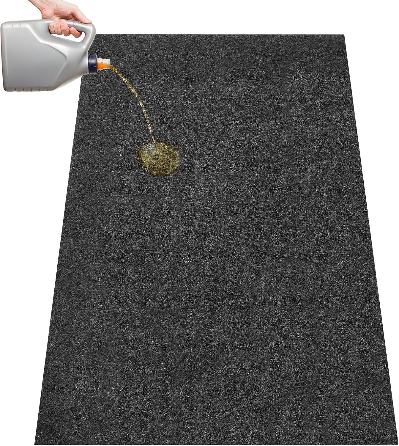 1 Pcs 36 x 60 Inch Oil Spill Mat for Driveway Garage Under Car Leaks Absorbent Oil Pad, Black Rubber Mat Garage Floor Protecting with Waterproof Backing, Reusable, Washable, Non Slip