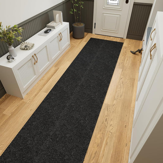 Ottomanson 2' x 51' Hallway Runner with Scraper Pile Extra Durable Non-Slip Rug Mat for Indoor & Outdoor Use - Ideal for Kitchen, Entryway, Patio & Garage - High-Traffic Carpet, Black