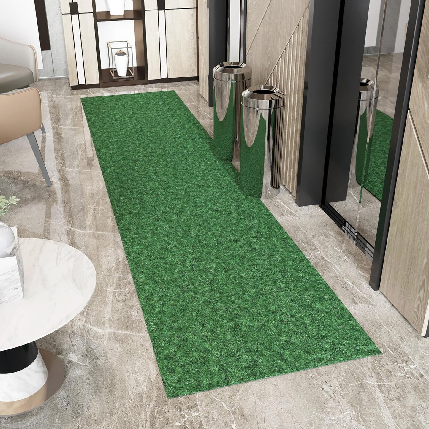 Ottomanson 2' x 54' Hallway Runner with Scraper Pile Extra Durable Non-Slip Rug Mat for Indoor & Outdoor Use - Ideal for Kitchen, Entryway, Patio & Garage - High-Traffic Carpet, Green