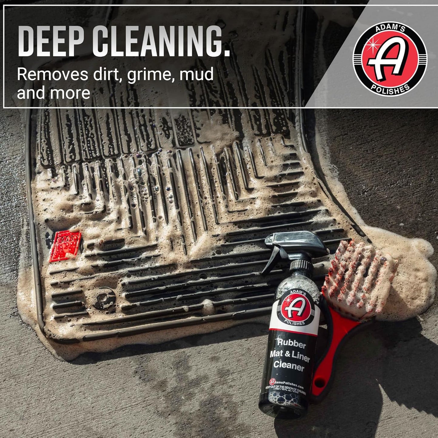 Adam's Polishes Rubber Mat & Liner Cleaner 2-Pack Protectant & Rubber Floor Mat Cleaning Solution for Car Detailing, Deep Cleans & Restores Mats, Truck Bed Cargo Liners