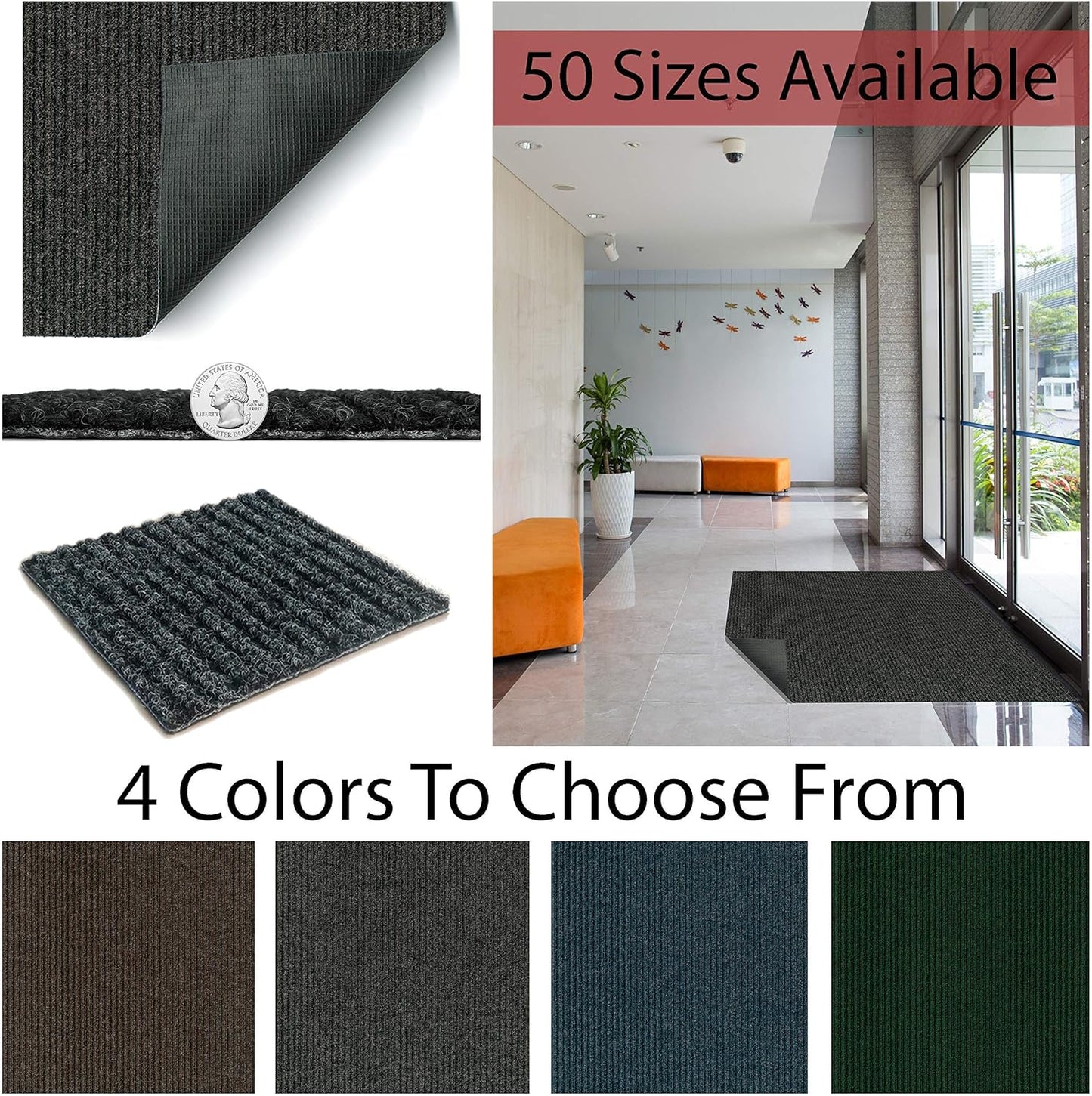 KOECKRITZ Heavy Duty Durable All Weather Indoor/Outdoor Non Slip Entrance Mat Rugs and Runners for Office Business Building Home Garage Front Door (5' x 17', Green)