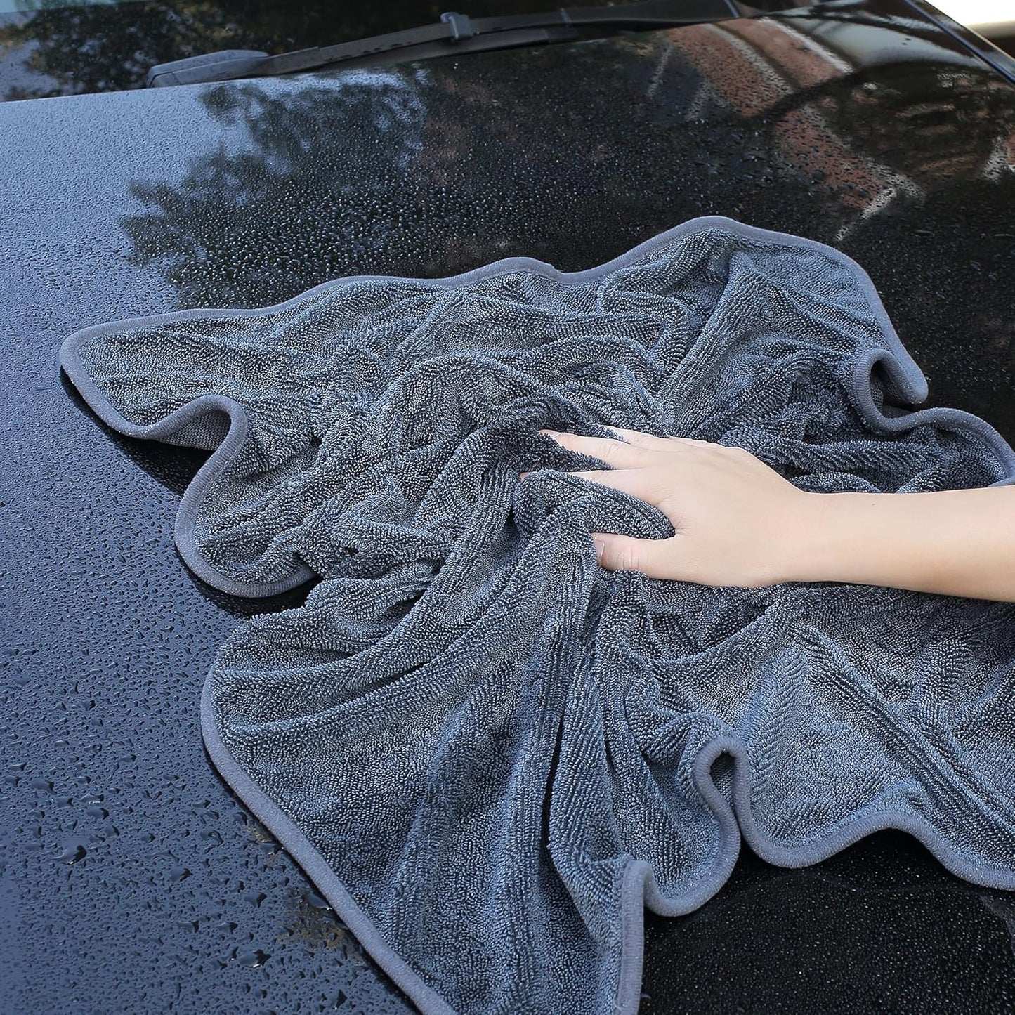 JOYMOOP Car Dry Towel, Quick Drying, Medium Size, Microfiber Cleaning Cloth, Dark Grey, 35.4 x 23.6 Inches, 2 Pack for Boates, RVs, SUVs, Trucks, Cars